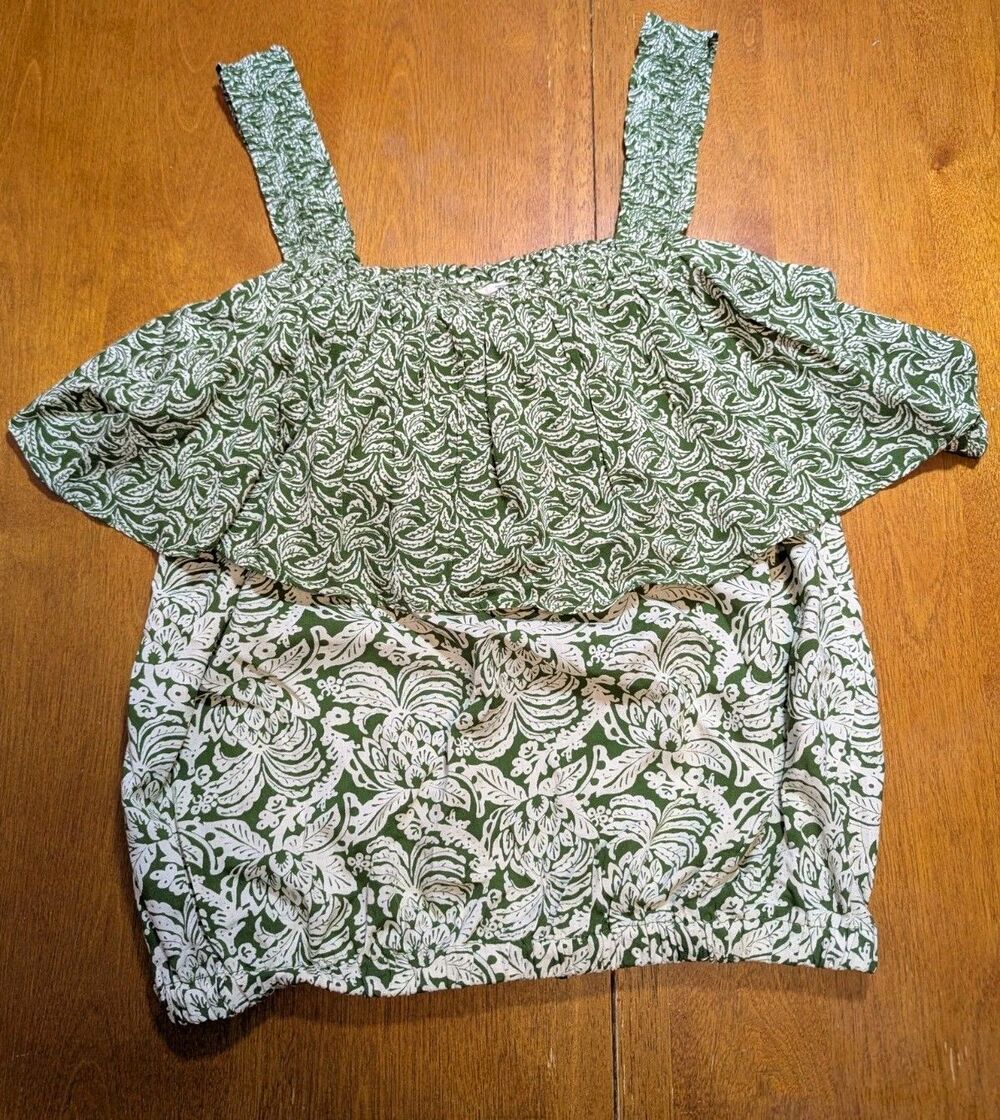 FatFace Santos Damask Floral Cami Top Green White Damask Print EcoVero Viscose 8
